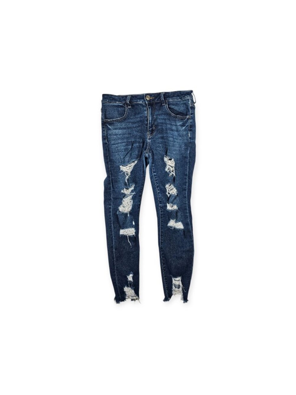 American Eagle Womens 12 Regular Distressed Ankle Skinny Jeans Dark Wash